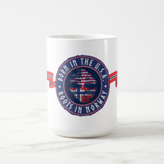 Caneca De Café "Born in USA · Roots in Norway" in Blue