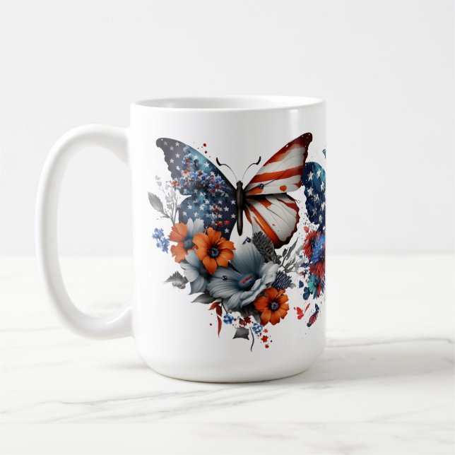 CANECA DE CAFÉ BORRACHAS PATRIÓTICAS VERMELHAS BRANCAS AZUIS FLOR (Esquerda)