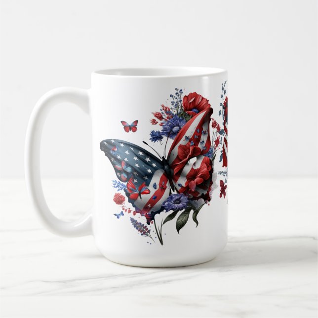 CANECA DE CAFÉ BORRACHAS PATRIÓTICAS VERMELHAS BRANCAS AZUIS FLOR (Esquerda)