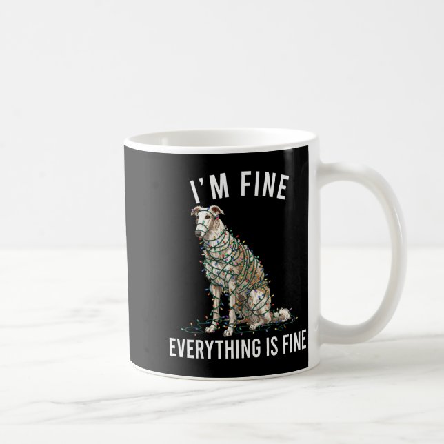 Caneca De Café Borzoi Christmas I'm Fine Everything Is Fine  (Direita)