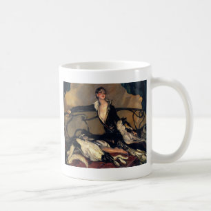 Caneca De Café Borzoi do art deco e senhora Lounging