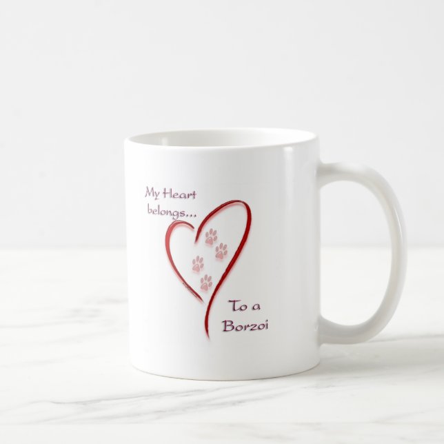 Caneca De Café Borzoi Heart Pertence (Direita)