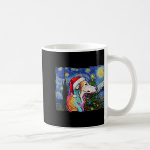 Caneca De Café Borzoi Santa Hat Natal Starry Night Dog Art Pa