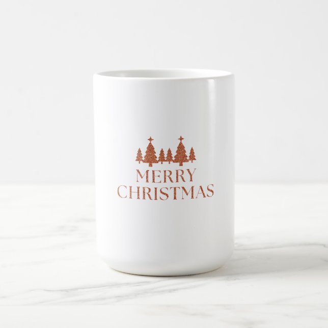 Caneca De Café Bosque de Árboles de Navidad con Brillo Oro Rosado (Centro)