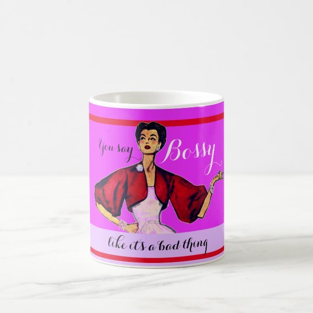Caneca De Café Bossy Gal Retro Magenta (Centro)