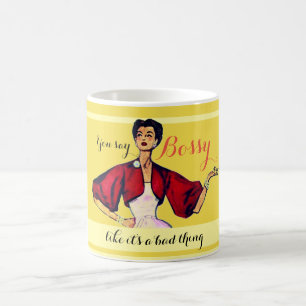 Caneca De Café Bossy Gal Retro Yellow