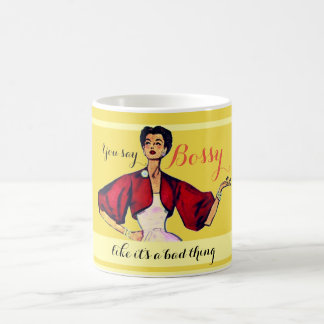 Caneca De Café Bossy Gal Retro Yellow