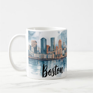 Caneca De Café Boston City Skyline, Boston Mãe nos EUA Skyline