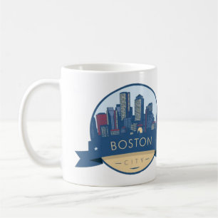 Caneca De Café Boston City Skyline, linha do horizonte de boston 
