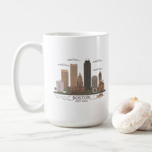 Caneca De Café Boston City Skyline, linha do horizonte de boston