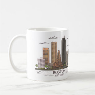 Caneca De Café Boston City Skyline, linha do horizonte de boston 