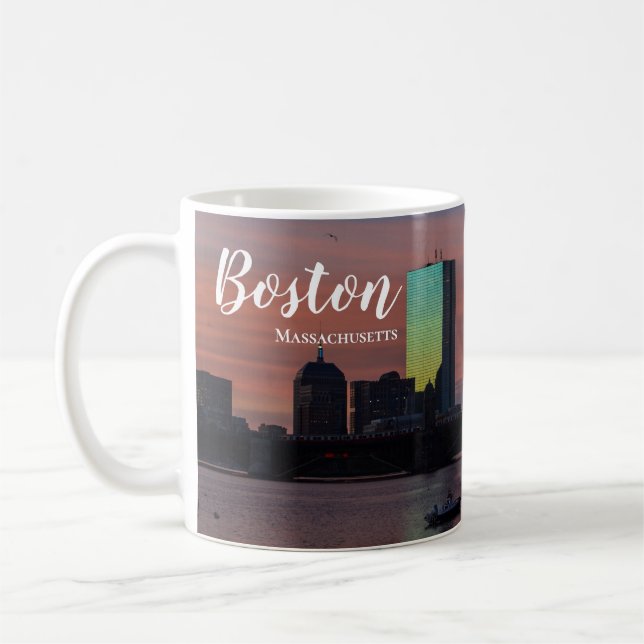 Caneca De Café Boston Massachusetts Skyline Coffee Mug (Esquerda)