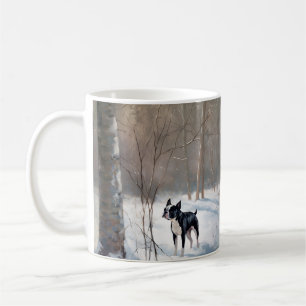 Caneca De Café Boston Terrier deixou nevar o Natal