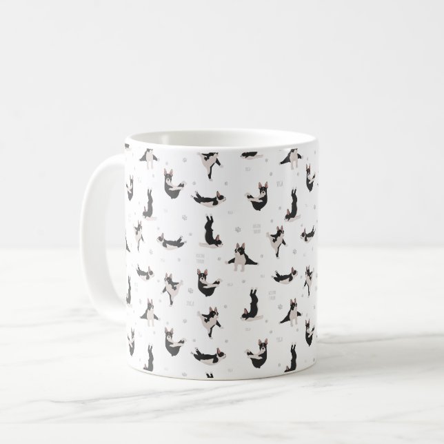 Caneca De Café Boston Terrier dog fazendo yoga (Frente Esquerda)