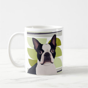 Caneca De Café Boston Terrier Dog - Geométrico Verde