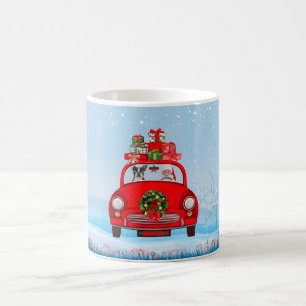 Caneca De Café Boston Terrier Dog No Carro Com Papai Noel