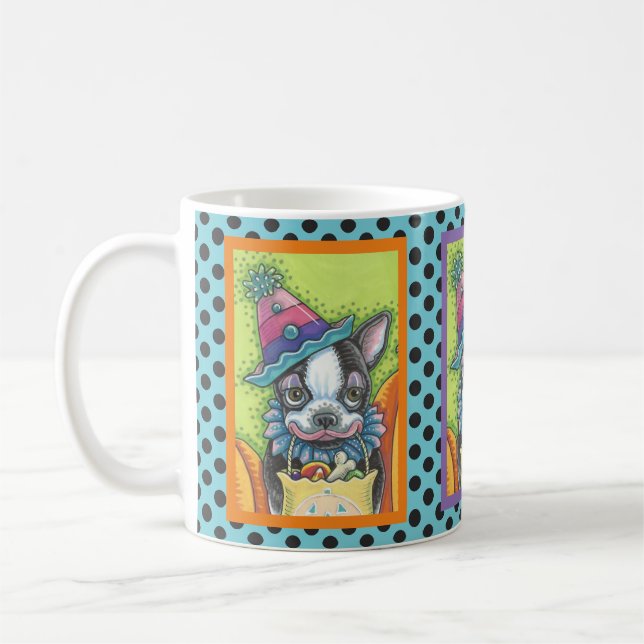 CANECA DE CAFÉ BOSTON TERRIER HALLOWEEN CLOWN, CLASSIC DOG MUG (Esquerda)
