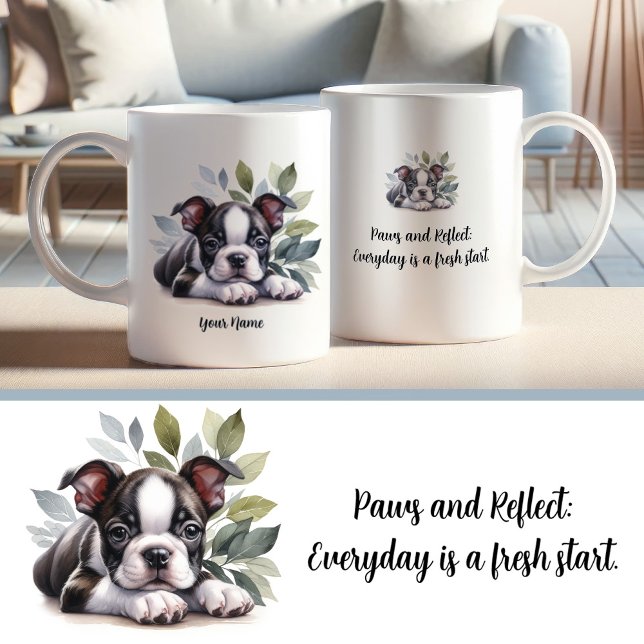 Caneca De Café Boston Terrier Mug personalizada com citação inspi (Criador carregado)