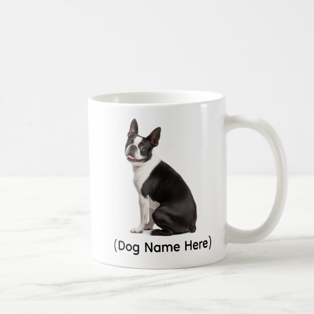 Caneca De Café Boston Terrier Personalizado “Eu Sou o Dono” (Direita)