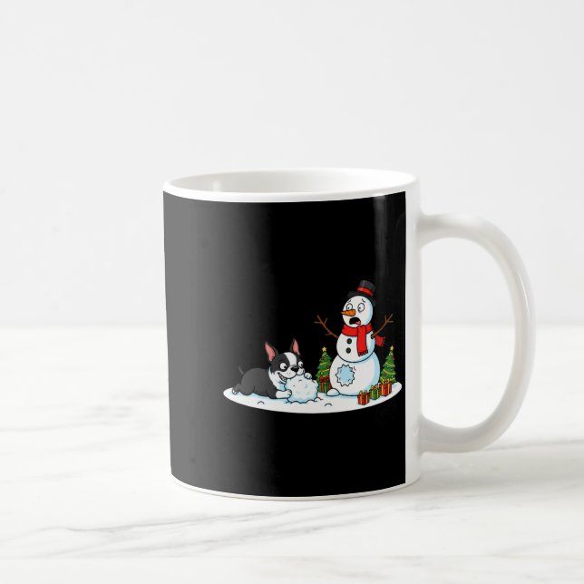 Caneca De Café Boston Terrier Snowman Christmas Tree Xmas Womens  (Direita)