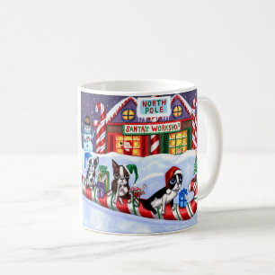 Caneca De Café Boston Terriers Candy Cane Papai noel Natal Snowma