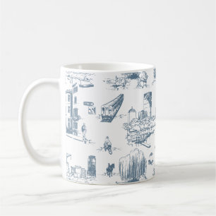 Caneca De Café Boston Toile Blue