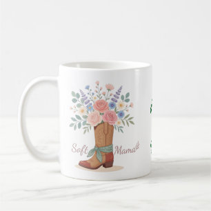Caneca De Café Bota Cowgirl Floral Ocidental Personalizada Mamãe
