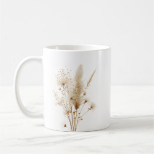 Caneca De Café Botânica de Flores Secas Bege