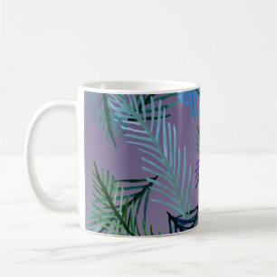 Caneca De Café Botânica, Folhas e Mug Roxo