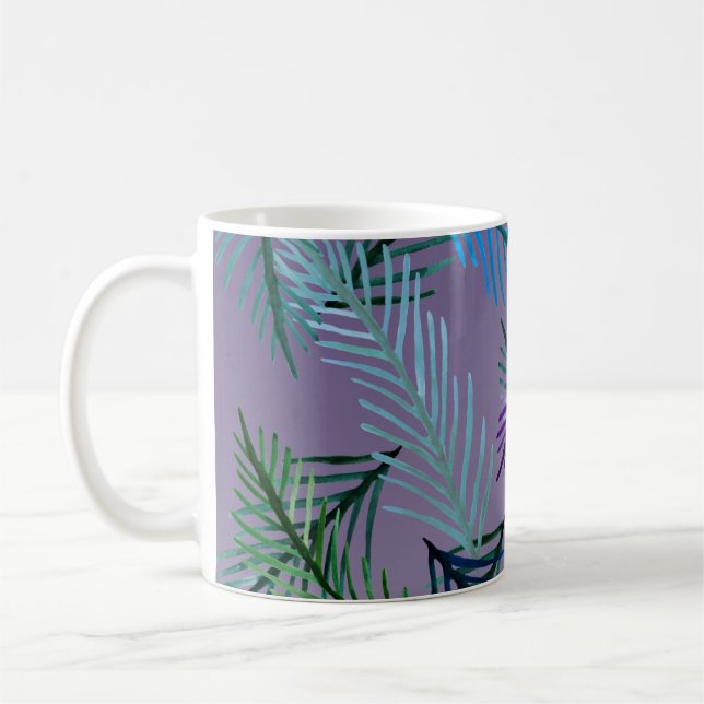 Caneca De Café Botânica, Folhas e Mug Roxo (Esquerda)