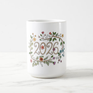 Caneca De Café Botanical 2026 Typography with Flowering Vines
