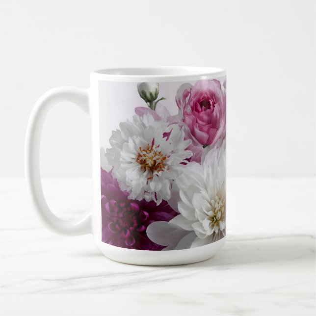 Caneca De Café Botanical Floral Artwork on Coffee Cup – Elegant N (Esquerda)