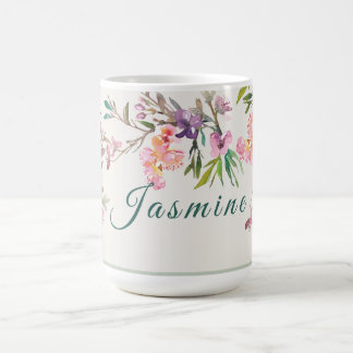 Caneca De Café Botânico de Aquarela Floral de Primavera Personali