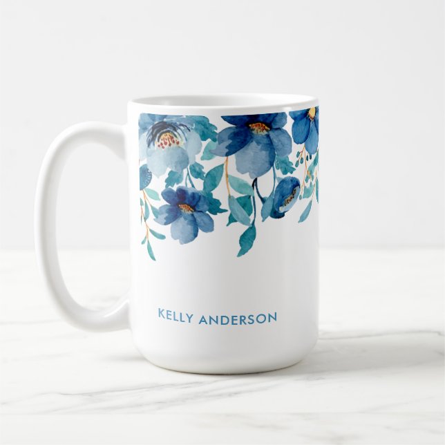Caneca De Café Botânico Monogramado Feminino Moderno (Esquerda)