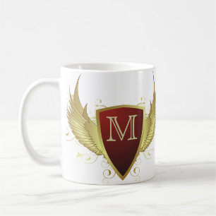 Caneca De Café Botão RETRO DOURADO ASAS II + seu monograma