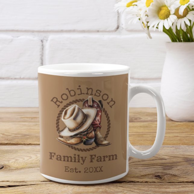 Caneca De Café Botas Cowboy Ocidentais de Fazenda Familiar Person (Criador carregado)