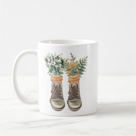 Caneca De Café Botas de Caminhada & Flores Silvestres