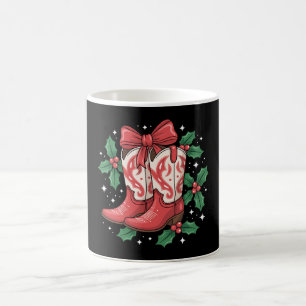 Caneca De Café Botas de Cowboy de Natal Arco de Azevinho País Oci