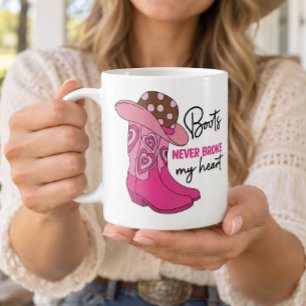 Caneca De Café Botas de Cowboy Rosa Vaqueira Atrevida Ocidental