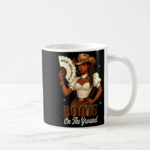 Caneca De Café Botas de História Negra no Chão Cowgirl Western