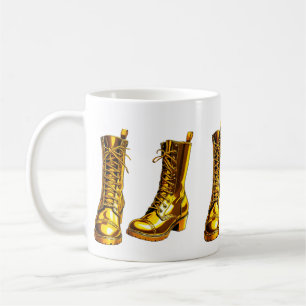 Caneca De Café Botas Douradas