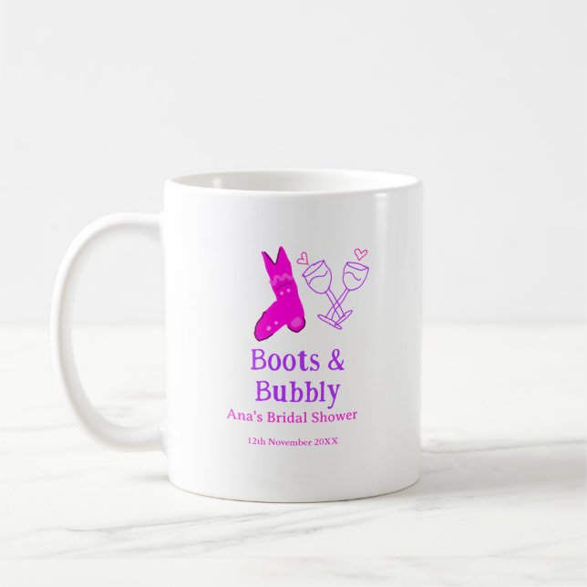 Caneca De Café Botas e champanhe borbulhante fralda rosa para chá (Esquerda)
