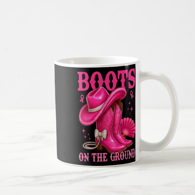 Caneca De Café Botas No Chão De Cancer De Mama Rosa-Rosa (Direita)