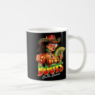 Caneca De Café Botas No Chão Mulher Afro Negra Cowgirl Negra