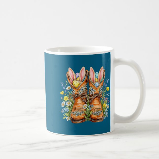 Caneca De Café Botas ocidentais de cowboy de Páscoa orelhas de co (Direita)