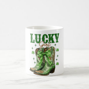 Caneca De Café Botas Western Lucky Girl Dia de São Patrício