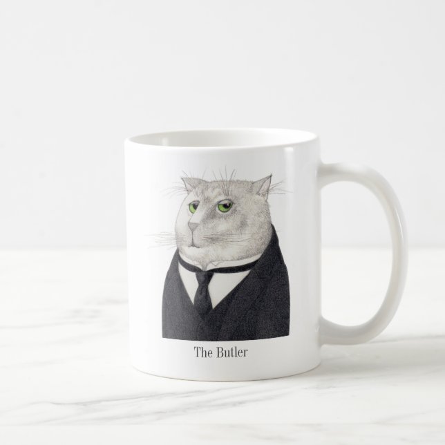 Caneca De Café BOTLER CAT White Mug + Texto (Direita)