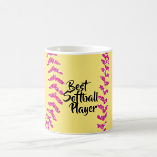 Caneca De Café Botões de Softball com Brilho Rosa Falsa