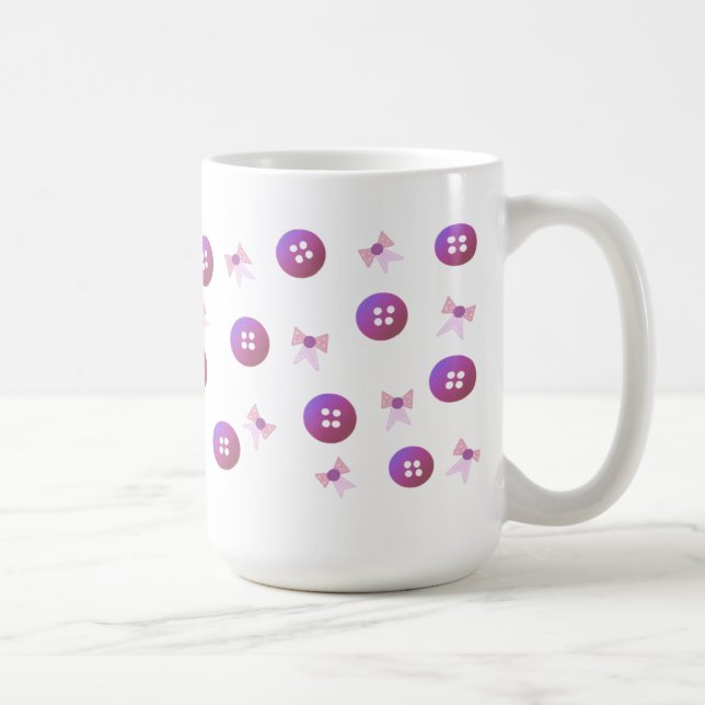 Caneca De Café Botões e Arcos roxos e rosa (Direita)