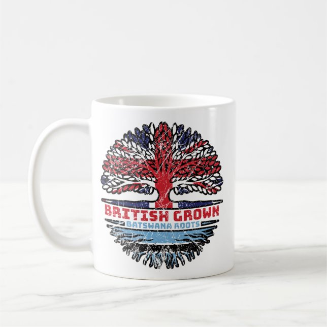 Caneca De Café Botsuana Batsuana British Tree Roots Flag (Esquerda)